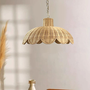 Rattan Pendant <b>Light</b> Round Natural Color For Restaurant Bedroom Tea Room <b>Dining</b> Table Bar Hotel Lighting - Product Image 3