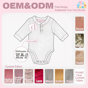 Body <span class=keywords><strong>de</strong></span> bebé <span class=keywords><strong>de</strong></span> punto acanalado <span class=keywords><strong>de</strong></span> manga larga con cuello Henley, pelele neutro con broche en la entrepierna para bebés, mono para niños y niñas - Product Image 2