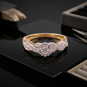 Bague en diamant classique R-10467 personnalisée par Top Factory, motif floral, or jaune 18 carats, qualité supérieure, pour mariages, fiançailles et fêtes - Product Image 3