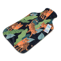 Bouillotte utile avec housse en peluche douce à imprimé animaux de la jungle pour femmes, soulagement de la douleur et compresse chaude