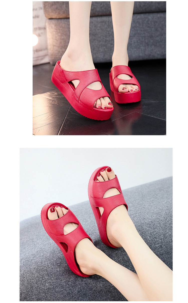 High Heel Slippers Women Summer Thick Home Wedged PVC Anti-slip Slides Sandals Ladies