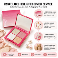 Palette de maquillage pour le visage, illuminateur pressé, haute pigmentation, fini brillant, léger, longue tenue, marque privée, vente en gros