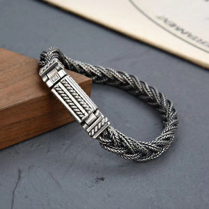 <span class=keywords><strong>Bracciale</strong></span> Intrecciato a Mano in Argento Sterling S925 da 10mm, Catena a <span class=keywords><strong>Volpe</strong></span> Vintage Punk Rock Hip Hop per Uomo, Idea Regalo - Product Image 5