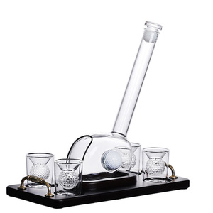 Cadeaux de golf uniques sur le thème du golf, ensemble de carafe à whisky de golf de 750 ml avec 4 verres à shot en forme de balles de golf pour bourbon, scotch, vodka, <span class=keywords><strong>tequila</strong></span> - Product Image 2