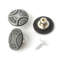 Fabricant d'accessoires vestimentaires, conception personnalisée, gravure de logo, boutons en métal argenté antique électroniques pour sac