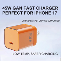 Harga Grosir Charger Dinding Lipat Cepat 45W GaN PD Colokan US Tipe C Adaptor Charger Perjalanan Pengisian Cepat untuk IPhone15 16 17 18