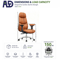 Chaise de bureau exécutive en cuir chromé moderne de qualité supérieure, ergonomique, pivotante, avec accoudoirs réglables en hauteur, idéale pour le bureau à domicile