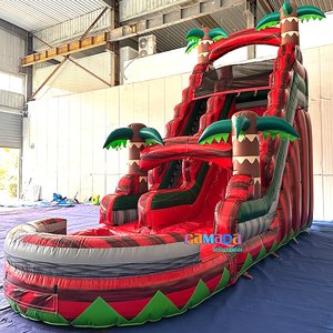 Tobogán acuático <span class=keywords><strong>de</strong></span> verano superventas, tobogán acuático inflable rojo <span class=keywords><strong>de</strong></span> mármol Tropical <span class=keywords><strong>de</strong></span> palmera, <span class=keywords><strong>deslizador</strong></span> húmedo <span class=keywords><strong>de</strong></span> 18 pies, 20 pies y 22 pies con piscina grande - Product Image 1