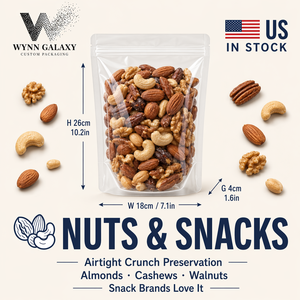 US Custom <b>Clear</b> Laminated Zip Lock Stand Pouch 18*26*4cm 7.1*10.2*1.6in Resealable Silk Screen Printed Rice Nut Coffee Grain Bag - Product Image 6