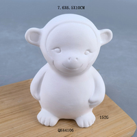 Cadeau de Pâques : Pot à monnaie en céramique émaillée à peindre soi-même, figurine mascotte cochon, ours ou poussin à peindre soi-même