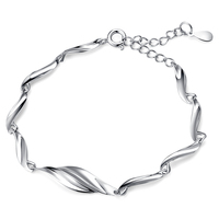 925 Sterling Silver Braccialetto Chain Braccialetti di Collegamento in Rhodium Placcato