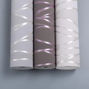 Papier peint à rayures ondulées grises de haute qualité pour salon, chambre à coucher, papier peint minimaliste en velours épaissi en peau de cerf gris 3D