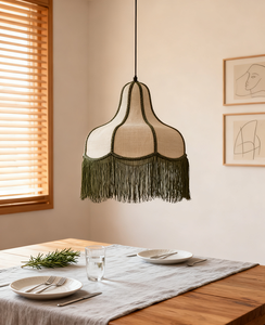 Đèn treo thả bằng vải lanh thủ công phong cách cổ điển, có tua rua, làm bóng đèn cho nhà ở - Product Image 2