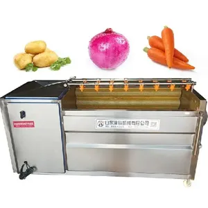 Máquina peladora de patatas con cepillo completamente automática para uso comercial/máquina de limpieza y pelado de patatas, fruta de acero inoxidable proporcionada