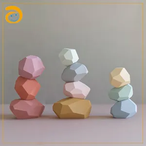 Multi-color Montessori Educatief Houten Kleurrijke Donut Regenboog Toren Stapelen Stenen Speelgoed