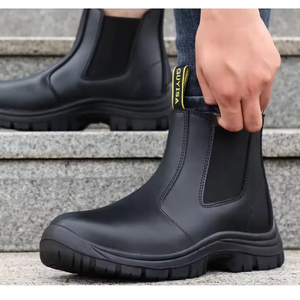 LB1079N-1 Botas de Trabajo de Cuero Genuino Impermeables y Anti-Impactos Más Vendidas con Puntera de Acero, Botas de Seguridad Chelsea Sin Cordones - Product Image 2