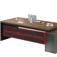 Ensemble de bureau de direction en forme de L moderne avec bibliothèque et rangement, bureaux en bois massif, grande table de bureau