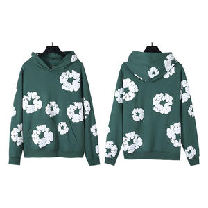 Felpa con Cappuccio 100% Cotone con Motivo Floreale in Schiuma, Ecologica, Antivento, Casual, Vestibilità Ampia, Manica Lunga, Unisex - Product Image 6