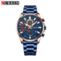 Montre à quartz CURREN 8415 pour homme, style dessin animé, sport, luxe, date, mouvement en alliage, acier inoxydable, mode affaires, antique, 3 ATM, 45 mm
