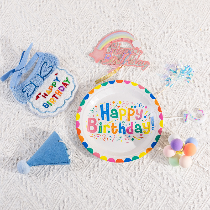Ensemble d'anniversaire 7 pièces [Bleu] avec bougies, numéro par défaut 1.
