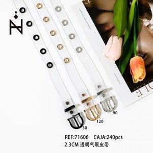 Cintura Trasparente con Occhielli 2.3Cm per Donna, Cintura alla Moda con Fibbia in Metallo - Product Image 1