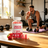 Vente en gros directe d'usine, gommes de créatine monohydrate pour débutants et utilisateurs occasionnels de salle de sport, quantité pour 1 mois