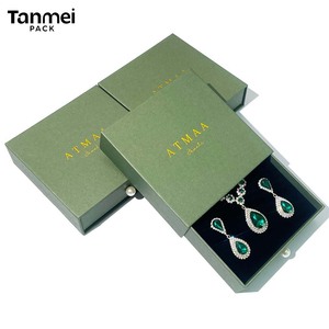 Caja de Joyería de Cartón Reciclado Rígido de Lujo Verde Personalizada con Logotipo, Empaque Ecológico para Marcas de Joyería - Product Image 2
