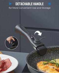 2024 nouveau Design cuisine poignée détachable blanc granit batterie de cuisine ensembles 5 pièces/ensemble antiadhésif gain de place batterie de cuisine - Product Image 6