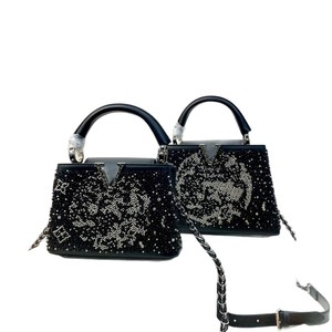 European American Style Rhinestone <b>Beaded</b> Handbag Black White Horizontal Square Magnetic Buckle Shoulder Bag For Everyday Use - Product Image 5