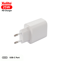 Chargeur USB-C à port unique certifié CE QC3.0 EU 25W à charge rapide avec protection OVP OTP pour Samsung et iPhone