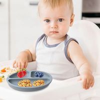 Assiette à dîner pour enfants sans BPA avec base à super ventouse, 3 compartiments, ventouses en silicone pour bébés, pour les enfants de 12 mois et plus
