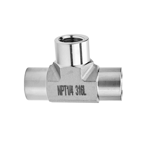 מחבר טי נקבה SUS316L 3000psi עם הברגה לחיבור צינור NPT1/4 לשימוש תעשייתי - Product Image 3