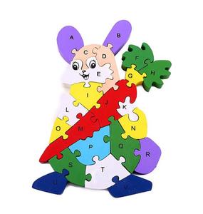 Rompecabezas 3D de madera animal dinosaurio rompecabezas juguetes niños preshcool Educación Niños rompecabezas alfabeto Letra a juego animal rompecabezas - Product Image 2