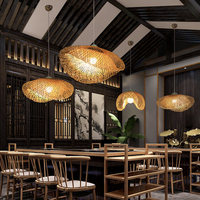 Suspension en bambou faite à la main pour restaurant japonais et hôtel pour salon, lustre en rotin