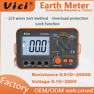 Testeur de résistance de terre industriel 3 fils VC4105A, testeur numérique de terre 200V, 2000 sondes de test et mallette de transport - Product Image 2