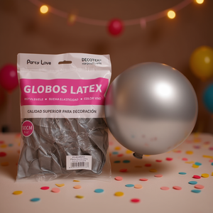 Globos de Látex Plateados Metálicos de 30cm para Fiestas y Celebraciones - Product Image 2