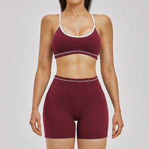 <span class=keywords><strong>Ensemble</strong></span> de yoga pour femmes effet seconde peau, color block, séchage rapide, pour fitness, course et entraînement en extérieur - Product Image 2