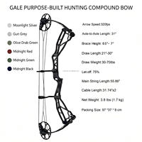 Arc à poulies de chasse en aluminium 6061 usiné CNC, tension de la corde réglable de 30 à 70 livres, vitesse de tir élevée de 320 ips, arc de tir sportif