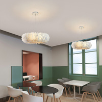 PM nordique luxe plume d'oie lustre décoration moderne circulaire LED suspension lampe salon salle à manger chambre ronde plafonnier