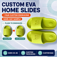 Claquettes en EVA vert néon avec logo gravé, sandales d'intérieur à bout ouvert, tongs personnalisées, design tête de mort, respirantes