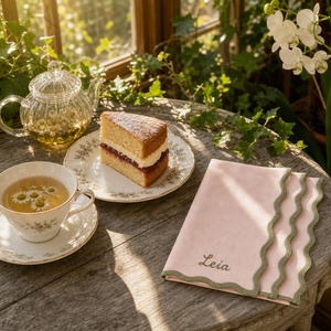 Serviettes brodées personnalisées 100% lin, serviettes de mariage brodées à la main, logo brodé, set de table en lin et coton pour hôtel - Product Image 4