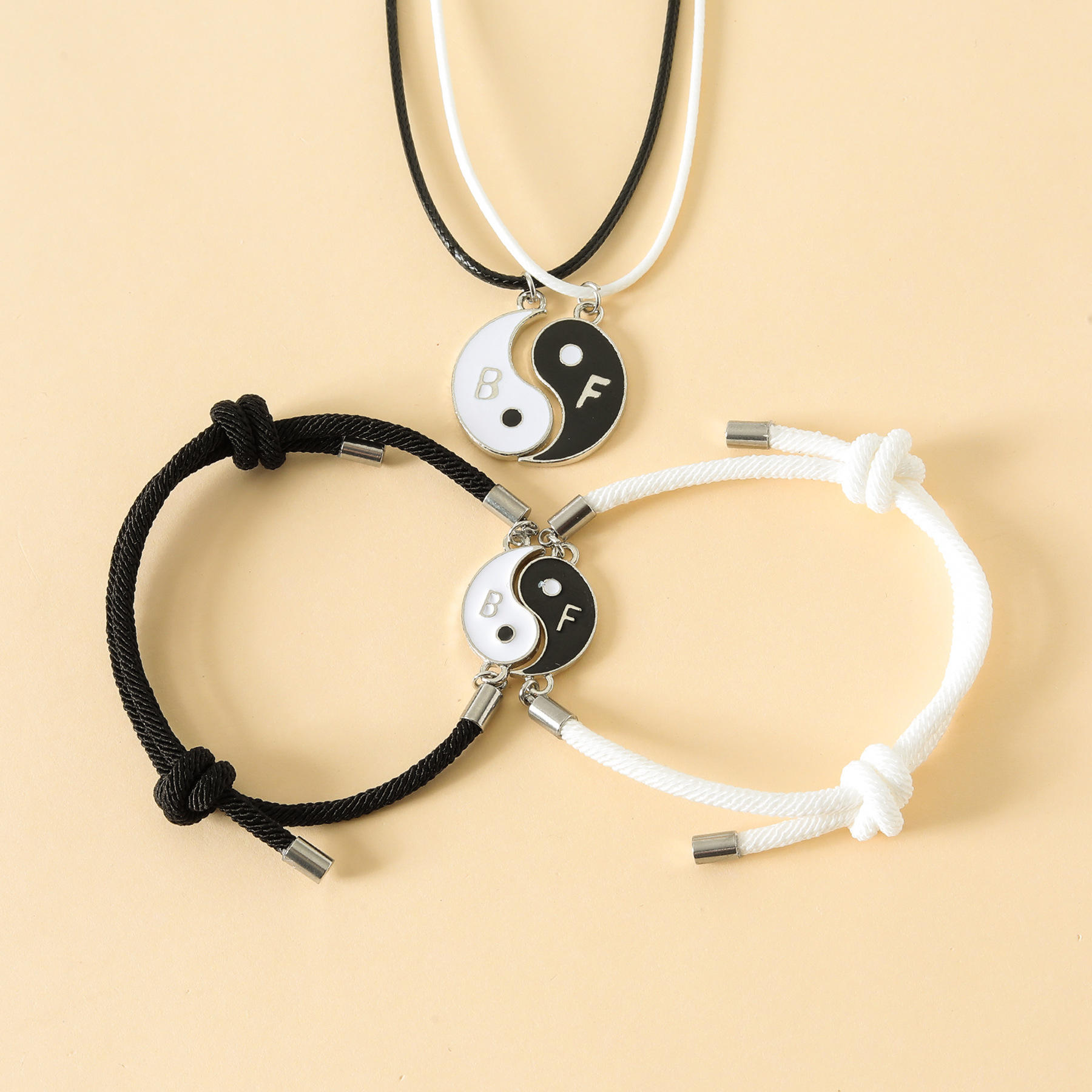Yin Yang Friendship Bracelets And Necklaces 4pcs Couples