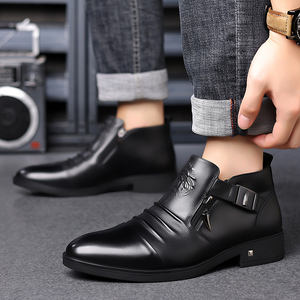 Botas de Invierno para <span class=keywords><strong>Hombre</strong></span>, con Punta en Pico, de Microfibra, con Cierre Lateral y Hebilla, Cómodas, Transpirables y a la Moda - Product Image 3