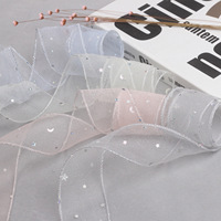 Ruban d'embellissement DIY en organza bulle, motif étoile et lune, 5 cm, résistant au rétrécissement, pour cheveux, chaussures et vêtements – En stock