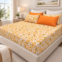 En stock – Ensemble de draps 6 pièces King Size en microfibre douce imprimée avec poches profondes – Vente en gros