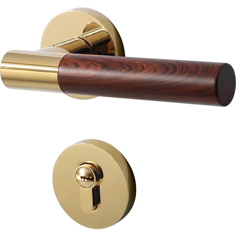 Unique Design High Quality Wood+Zinc Combination Door Lever Handles Lock Set