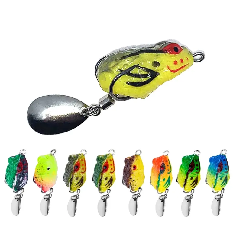 New Soft Frog Fishing Lure Double Hooks 2.5cm 3g Topwater Bass Frog Spoon Spinner Bait Floating Artificial Fishing Tackle