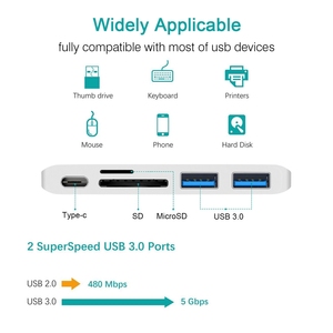 Hub USB-C 5-en-1 <span class=keywords><strong>Adaptateur</strong></span> multiport avec lecteur de <span class=keywords><strong>carte</strong></span> <span class=keywords><strong>SD</strong></span>/TF pour <span class=keywords><strong>MacBook</strong></span> Pro/Air (Métal en stock) - Product Image 3