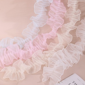 En gros, Fleur en organza froncée perlée de 11 cm, style ballet, en maille ondulée, nouveau matériau, accessoires vestimentaires, motif animalier - Product Image 3