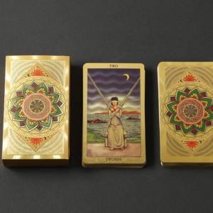 Baraja de Cartas del <span class=keywords><strong>Tarot</strong></span> Doradas Brillantes, Diseño Clásico Vibrante, Material Resistente a los Arañazos, para Colección, Decoración del Hogar - Product Image 1